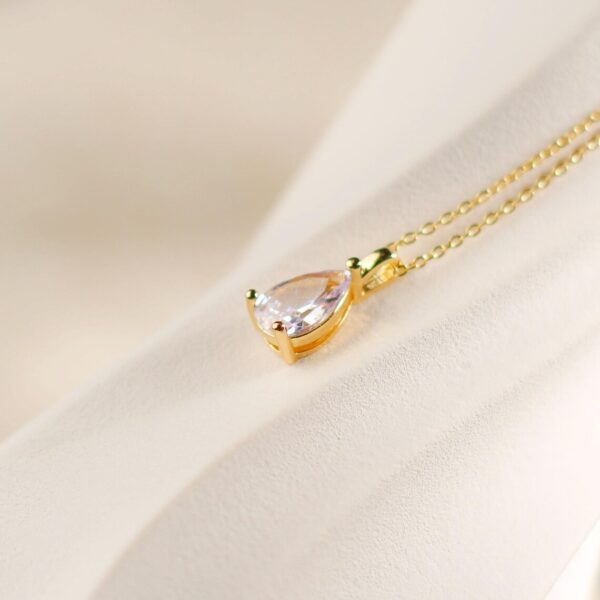 Teardrop Diamond Necklace, Diamond Droplet Pendant, Diamond Solitaire Necklace - Image 2