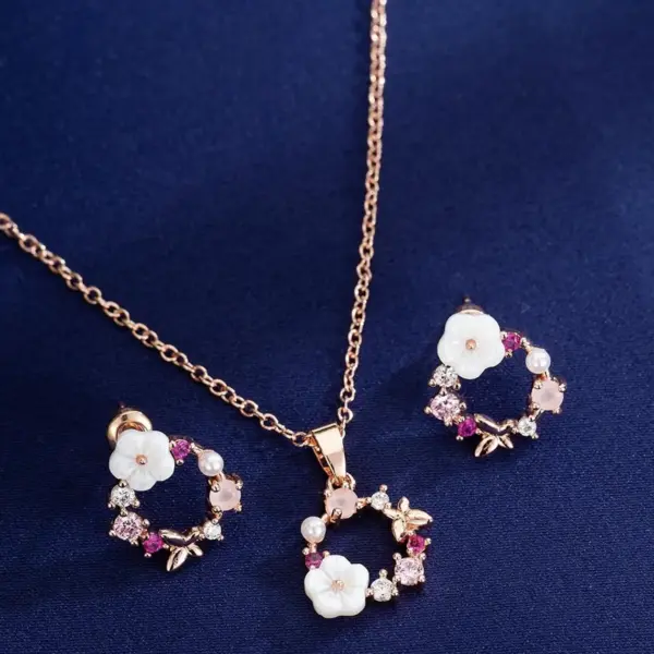 Beautiful Necklace & Earrings Set, Floral Necklace, Bridal Wreath Earrings - Image 3