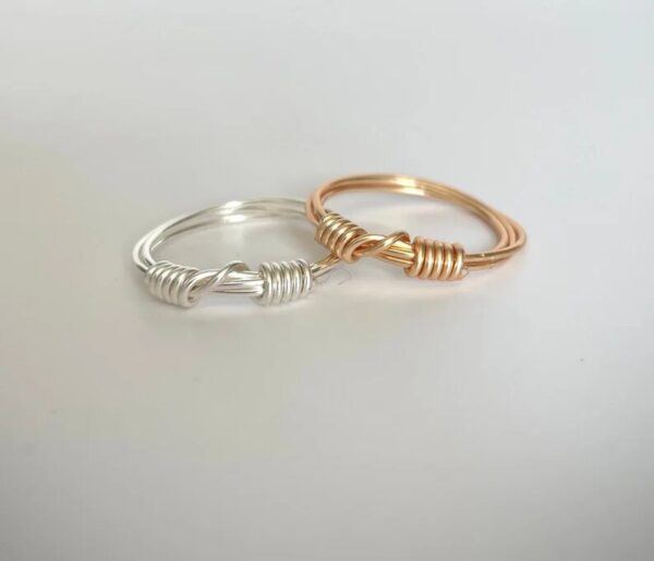 Gold and Silver Wire Wrapped Ring, Dainty Wire Wrapped Ring, Simple and Elegant Stacking Ring